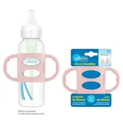 Alças estreitas para mamadeira 100% silicone da Dr. Brown, rosa claro