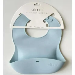 Ali + Oli - Babador de silicone para bebê enrole e fique fechado, céu
