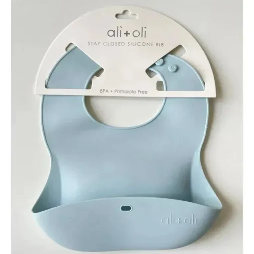 Ali + Oli - Babador de silicone para bebê enrole e fique fechado, céu