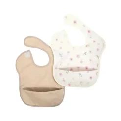 Ali + Oli - Babador 2Pk para bebê manga curta, flores areia
