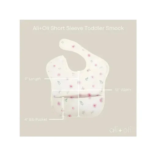 Ali + Oli - Babador 2Pk para bebê manga curta, flores areia