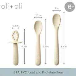 Ali + Oli - conjunto de colher multiestágio 3Pk para bebê, Coco