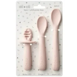 Ali + Oli - conjunto de colher multiestágio 3Pk para bebê, blush