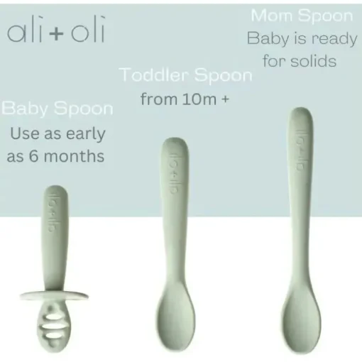 Ali + Oli - conjunto de colher multiestágio 3Pk para bebê, pinho