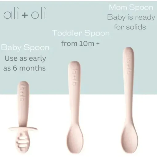 Ali + Oli - conjunto de colher multiestágio 3Pk para bebê, blush