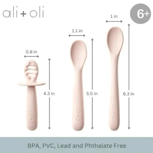 Ali + Oli - conjunto de colher multiestágio 3Pk para bebê, blush