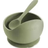 Ali + Oli - conjunto de tigela e colher de silicone, sálvia