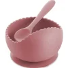 Ali + Oli - Conjunto de tigela e colher de silicone ondulado, rosa empoeirado