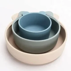 Ali + Oli - conjunto de tigela de lanche empilhável 3Pk, Blue Horizon