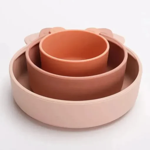 Ali + Oli - conjunto de tigela de lanche empilhável 3Pk, blush terracota