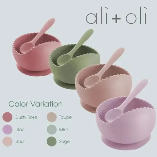 Ali + Oli - conjunto de ventosa e colher de silicone, blush