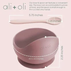 Ali + Oli - conjunto de ventosa e colher de silicone, blush