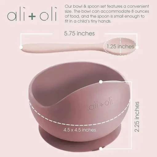 Ali + Oli - conjunto de ventosa e colher de silicone, blush