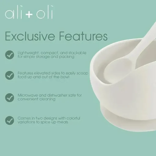 Ali + Oli - conjunto de ventosa e colher de silicone, blush