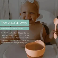 Ali + Oli - conjunto de ventosa e colher de silicone, blush