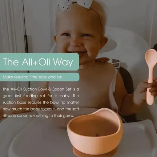 Ali + Oli - conjunto de ventosa e colher de silicone, blush