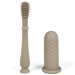 Ali + Oli - Conjunto oral de escova de dentes e limpador de língua para bebês, areia