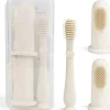 Ali + Oli - conjunto oral para escova de dente e limpador de língua para bebês, marfim