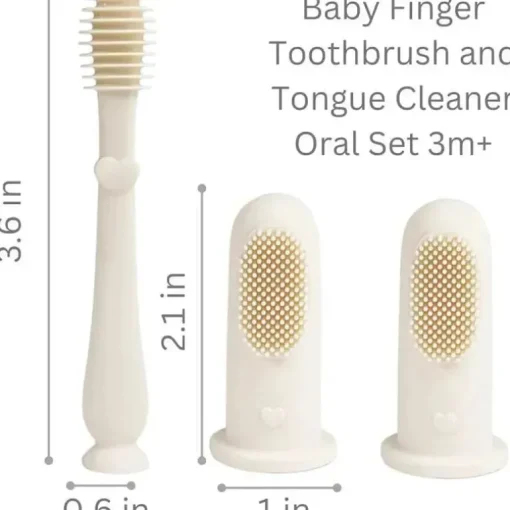 Ali + Oli - conjunto oral para escova de dente e limpador de língua para bebês, marfim