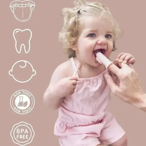 Ali + Oli - conjunto oral para escova de dente e limpador de língua para bebês, marfim