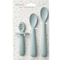 Ali + Oli - (3-Pc) Multi Stage Spoon Set For Baby, Blue