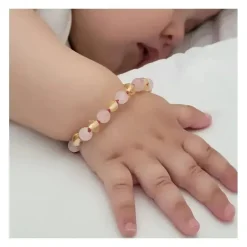 Ali + Oli - Pulseira de âmbar e pedras preciosas, limão/rosa
