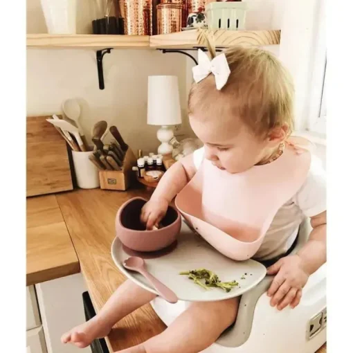 Ali + Oli Suction Bowl &amp; Colher (Blush)