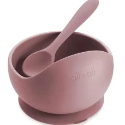 Ali + tigela de sucção e colher de Oli (malva)
