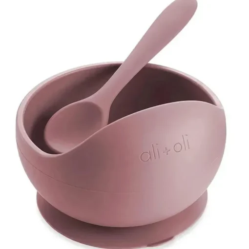 Ali + tigela de sucção e colher de Oli (malva)