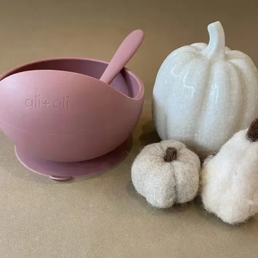 Ali + tigela de sucção e colher de Oli (malva)