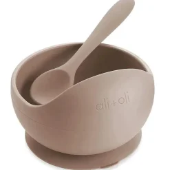 Ali + Tigela e Colher de Sucção Oli (Taupe)