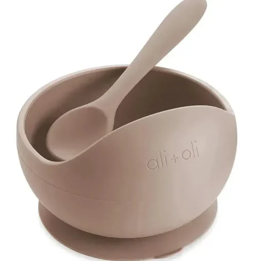 Ali + Tigela e Colher de Sucção Oli (Taupe)