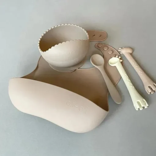 Ali + Tigela e Colher de Sucção Oli (Taupe)