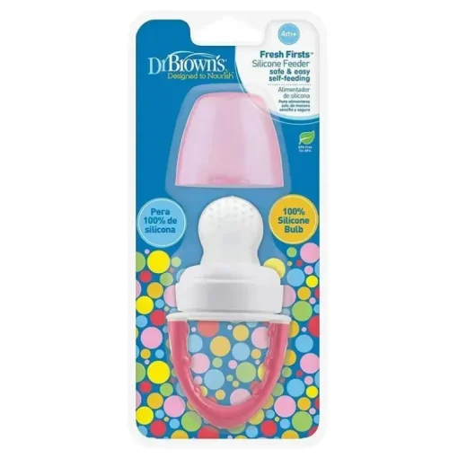 Alimentador de silicone Dr. Brown's Fresh Firsts, rosa, 1 pacote