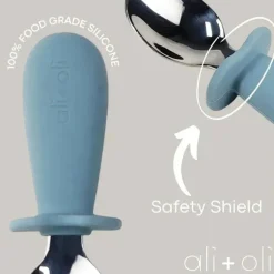 Ali+Oli - Conjunto de aprendizagem de colher e garfo para crianças, 6m+, azul pó
