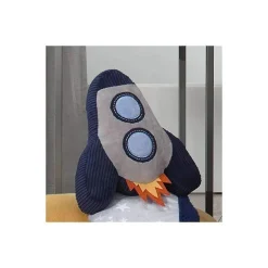 Almofada de pelúcia para berçário de foguetes da Via Láctea Lambs &amp; Ivy, azul/cinza