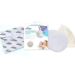 Almofadas de amamentação reutilizáveis ​​de bambu para bebês com bolsa molhada e bolsa de roupa suja - 8 ct