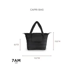 7AM Voyage - Bolsa de fraldas Capri à prova d'água com alças transversais, preta polar