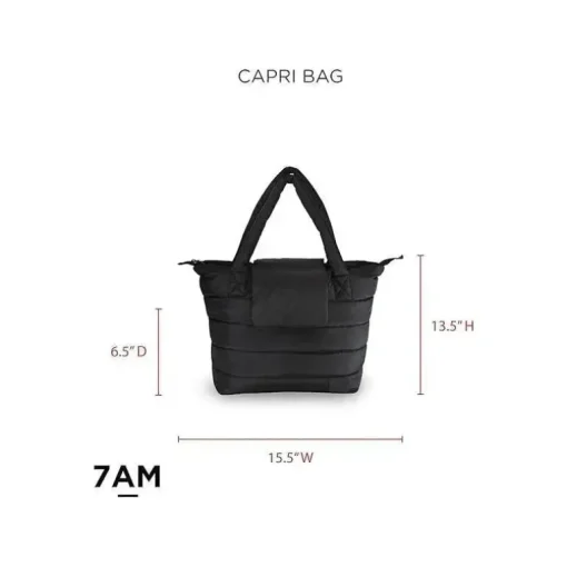 7AM Voyage - Bolsa de fraldas Capri à prova d'água com alças transversais, preta polar