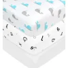 American Baby -100% Algodão Malha 5,7 Oz Valor Jersey Lençol de Berço Ajustado 15 X 33 X 4, Alfabeto Cinza