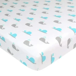 American Baby -100% Algodão Malha 5,7 Oz Valor Jersey Lençol de Berço Ajustado 15 X 33 X 4, Alfabeto Cinza