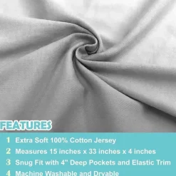 American Baby -100% Algodão Malha 5,7 Oz Valor Jersey Lençol de Berço Ajustado 15 X 33 X 4, Alfabeto Cinza