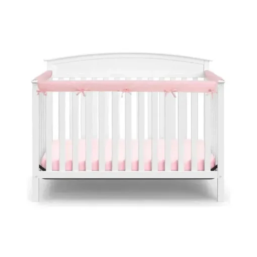 American Baby - Capas laterais para grades de berço, rosa/branco