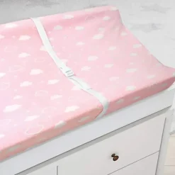 American Baby - Heavenly Soft Chenille Contoured Trocador Capa 17 X 35 X 5, Nuvens Rosa