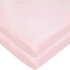 American Baby - Lençol de berço justo 15 x 33, malha jersey 100% algodão natural, rosa