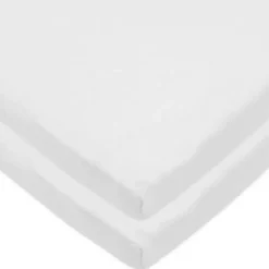 American Baby - Lençol de berço 15 x 33, 100% algodão natural, branco