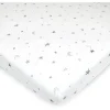American Baby - Lençol de berço justo estampado 100% algodão natural tricô, estrelas e luas