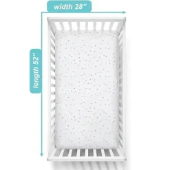 American Baby - Lençol de berço ajustado 28 x 52, lençol macio respirável 100% algodão, seta azul prateada