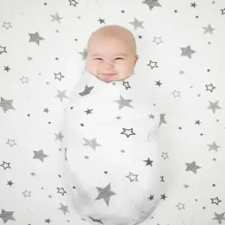 American Baby - Lençol de berço 100% algodão estampado, malha justa, Super Stars