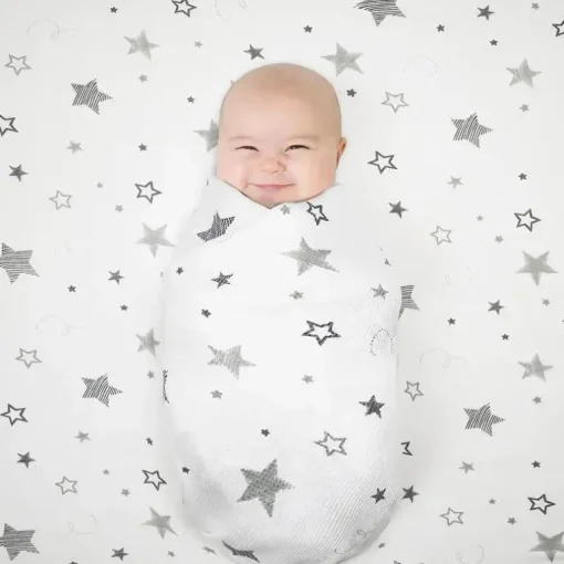 American Baby - Lençol de berço 100% algodão estampado, malha justa, Super Stars